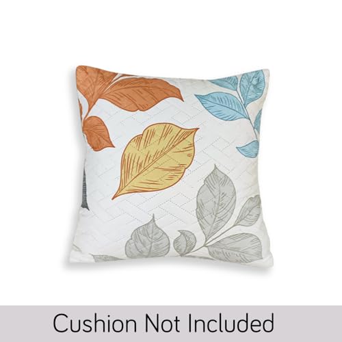 Image of HOKIPO Printed Cushion Cover 16x16 in, Multicolor Leaves