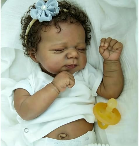Muñeca Reborn Negra Vinilo Suave 18 Pulgadas Realista miniatura 6