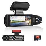 Dual Dash Cam for Cars Front and Inside with 64GB Card, 3.16 inch IPS Screen 1080P HD DVR Camera Video Recorder Driving Recorder 2 Split Screens G-Sensor Loop Recording Night Vision Wide Angle