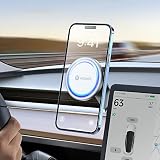 Picture of VICSEED Tesla Phone Mount【Strongest Magnet Power】 Foldable Hidden Tesla Phone Holder Fit for All Phones, Tesla Model 3/Y/Cybertruck Accessories, Tesla Model 3 Model Y for MagSafe Car Mount - White