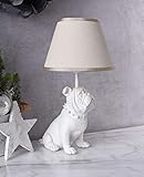 Mops Tischlampe Bulldogge Bulli Leuchte Weiss Tischleuchte Hund Landhaus Lampe cw073 Palazzo Exklusiv