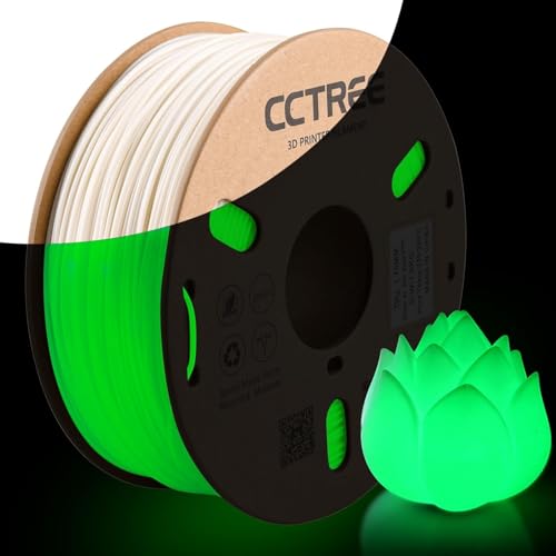 CCTREE Filamento de TPU que brilla en la oscuridad de 1.75 mm, filamento flexible para impresora 3D de dureza 95A, precisión dimensional +/- 0.03 mm, carrete de 2.2 libras, verde brillante