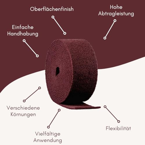 Contura Schleifvlies Rolle 1000mm Schleifmatte fein - 320 Körnung Schleifpapier Edelstahl Holz Metall Lack