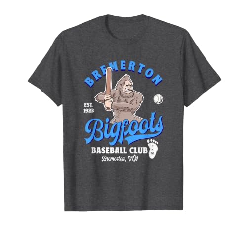 Funny Bigfoot Baseball Retro Minor League Baseball Team T-Shirt, Men, Dark Heather Grey, XX-Large