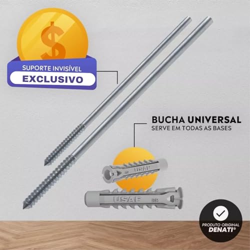 KIT 6 Suporte Invisível Prateleira Nicho Pino 12cm Bucha 8