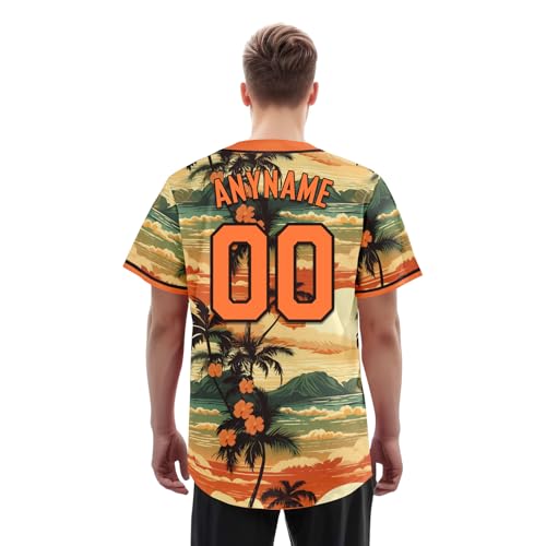 Custom Hawaiian Baseball Jersey, Tropical Button Down Softball Shirt Hawaii Outfit for Vacation Cruise miniatura 4