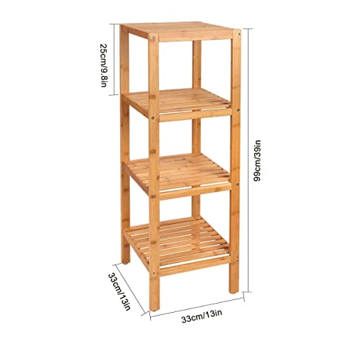 Slatiom 4 Tier Bamboo Shelf Storage Rack Sturdy Bookcase Flower Stand For Home Office (Color : A) #TOP1