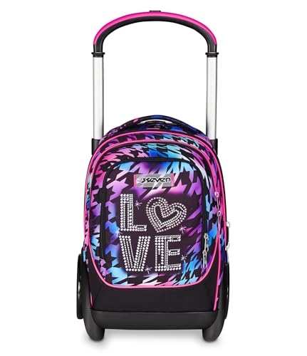 Seven Trolley Scuola Sganciabile Tyre, Viola Fucsia, Zaino Con Carrello