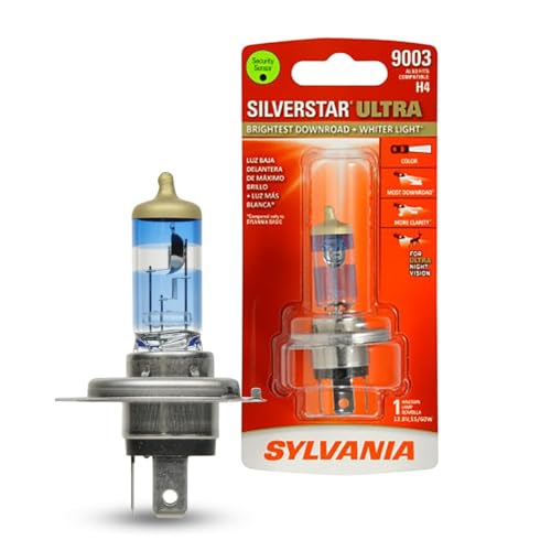 SYLVANIA - 9003 SilverStar Ultra - High Performance Halogen Headlight Bulb, High Beam, Low Beam and Fog Replacement Bulb, Brightest Down Road with Whiter Light, Tri-Band Technology (Contains 1 Bulb) SYLVANIA - 9003 SilverStar Ultra - High Performance Halogen Headlight Bulb, High Beam, Low Beam and Fog Replacement Bulb, Brightest Down Road with Whiter Light, Tri-Band Technology (Contains 1 Bulb)