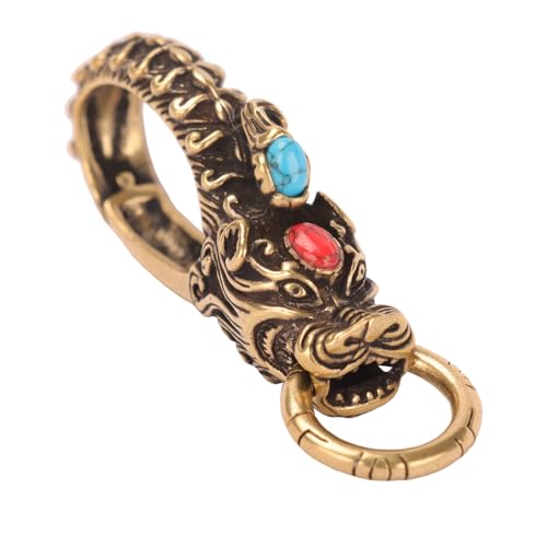 kcrygogo Vintage White Copper Dragon Keychain – Movable Jaw, Southeast
