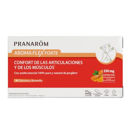 PRANAROM - Aromalgic - Aromaflex Forte - Movilidad y recuperación de las articulaciones - Acción rápida - Efecto duradero 4 horas - Aceites esenciales 100% ORGÁNICOS - 30 Comprimidos