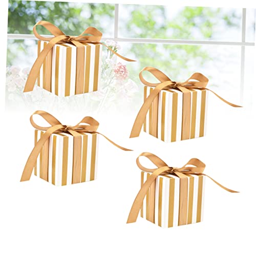 Cabilock 50 Pcs Gift Candy Boxes Gift Box Chocolate Boxes Square Boxes Birthday Present Korean Golden Striped Candy Box #TOP4