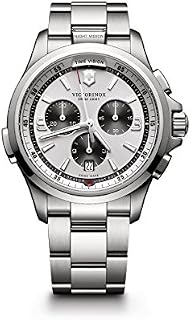 Victorinox Men's Night Vision Titanium Swiss-Quartz Watch with Stainless-Steel Strap, Silver, 21