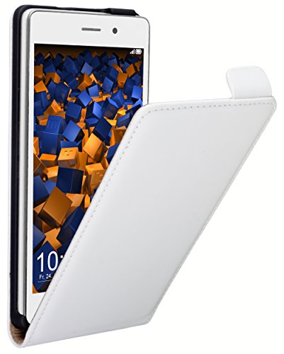 mumbi Flip Case Compatible with Huawei P8 Lite 2015 Mobile Phone Case Wallet, White