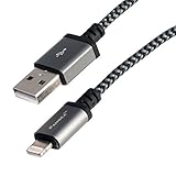 Pangea Audio Lightning to USB A - Black/Gray/Black Braid - Metal Connectors - 4 Foot