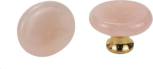 Miniatura 5 de 6 pomos de cuarzo rosa para gabinete, manija de hardware de piedra natural para muebles, armario, estantería, cajones, aparador (1.063 in)