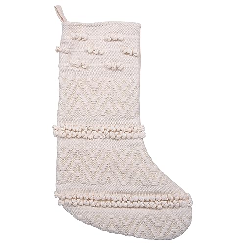 Creative Co-Op Woven Cotton Blend Stocking, Cream