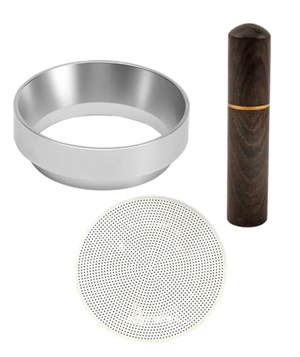Image of Coffee Accessories Set, 51mm Portafilter Powder Ring, Coffee Stirrer, Espresso Machine Accessories, Coffee Distributor, Cafe Coffee Kit, Silver and Ebony Wood