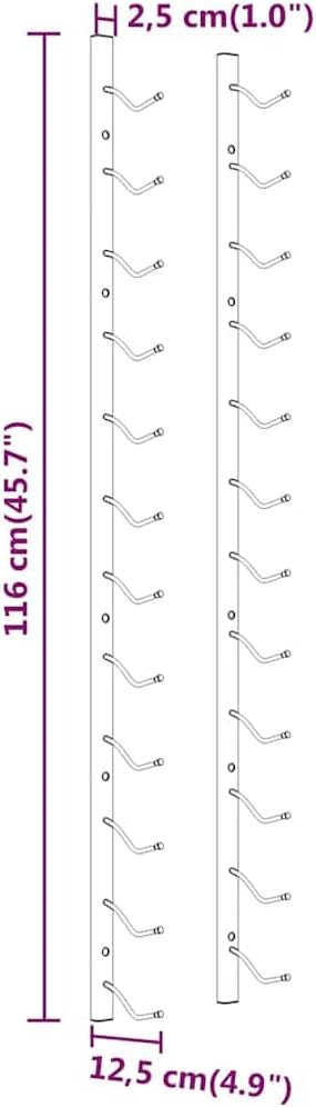 vidaXL Wall-Mounted Iron Wine Rack in Gold Finish - Can Hold 12 Bottles