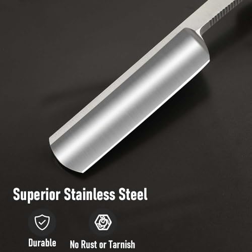 Straight razors for men Professional Straight Edge Barber Razor Premium Stainless Steel Shaver Razor with Shaving Strop for Men Home & Salon Grooming Using (NO.177)