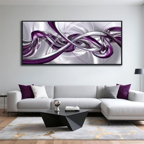 Pogusmavi Purple Wall Art - Modern Framed Canvas Abstract Art for...