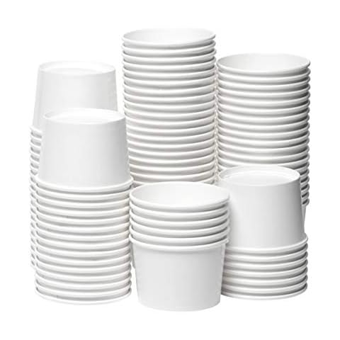 Papernain [8 oz, 100-Count, White Paper Disposable Ice Cream Cups, Dessert Bowls Cover