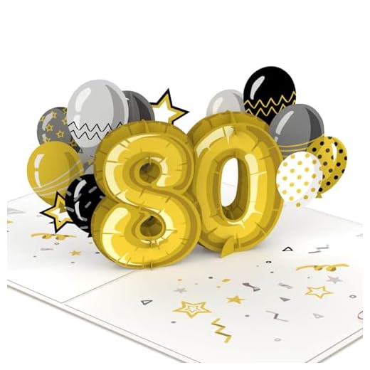 papercrush® Tarjeta de felicitación de 80 cumpleaños, hecha a mano, 3D, para mujeres y hombres (80 años), felicitación por 80 cumpleaños, tarjeta especial de felicitación con sobre