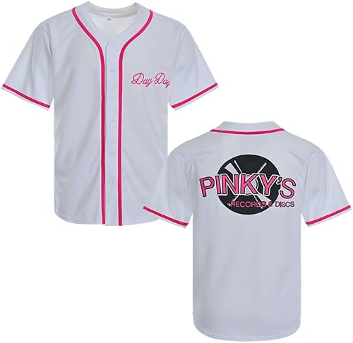 Men's Next Friday Pinky's Record Movie 90s Hip Hop Stitched Sports Fan Baseball Jersey Clothing for Party Black Pink (White, XL)