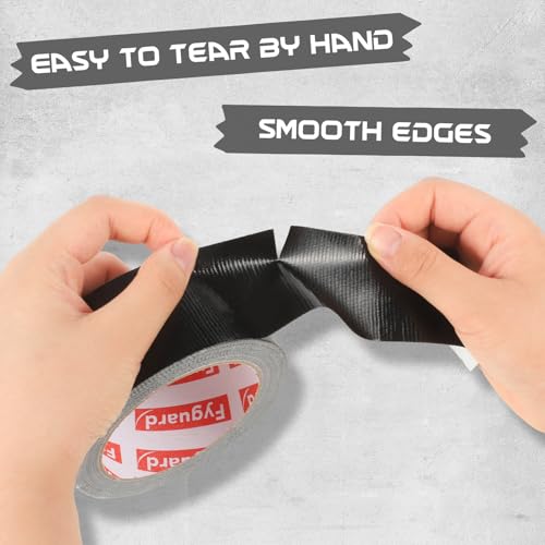 Fyguard 3 Rolle Panzertape, 48mm x 54m Panzerband Schwarz Wasserdichtes Reparaturband Gewebeband 210μ Gaffa Tape Handreißbar zum Innen & Außen Reparieren Befestigen Bündeln, 18m/Rolle