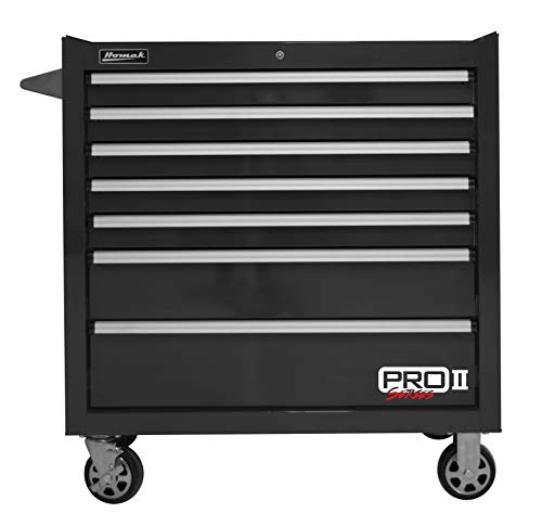 Homak PRO II Series 36" 7-Drawer Roller Cabinet, Black, BK04036072
