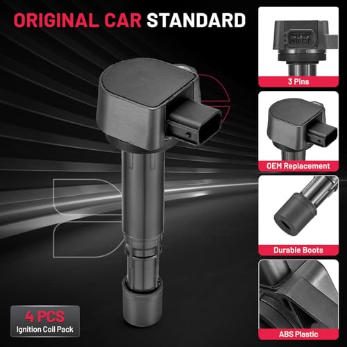 Image of BDFHYK Ignition Coil Pack UF400 Compatible with Honda Civic 2001-2005 Honda Pilot Ridgeline Acura EL MDX 04-07 Saturn Vue V6 L4 1.7L 3.5L Acura Oem Coil Pack Coil for UF307 UF512 Set of 4