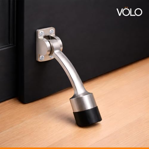 Image of VOLO Door Stopper | Zinc Alloy Door Stop for Home Office Hotel & Bathroom | Heavy Duty Wall Mounted Door Holder | Impact Protection for Wall & Door | 1 Piece