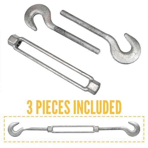 Tensores para Cables US Cargo Control de 3/8 pulgada x 6 pulgadas con Gancho-Gancho, Galvanizado, Límite de Carga de Trabajo de 1000 libras, Pack de 2, para Aplicaciones Industriales como Torre, Suspensión, Minería y Tensado miniatura 6