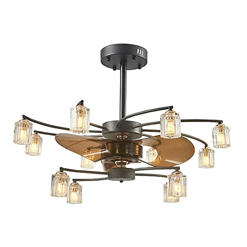 FanXus Ventiladores de techo modernos de montaje empotrado de 31.5 pulgadas con control remoto Invisible pantalla de cristal mudo lámpara de techo sin aspas Made in China