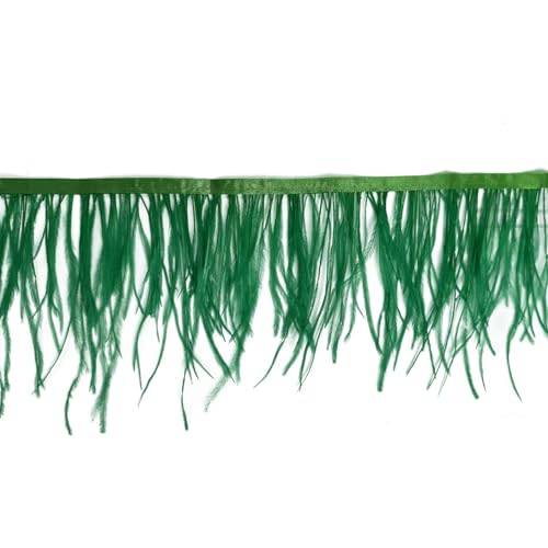 Happy feather 2 Yards 5-6inch Dyed Ostrich Feathers Trim Fringe for DIY Dress Sewing Crafts Costumes Decoration -Green by Happy Feather - Image 2