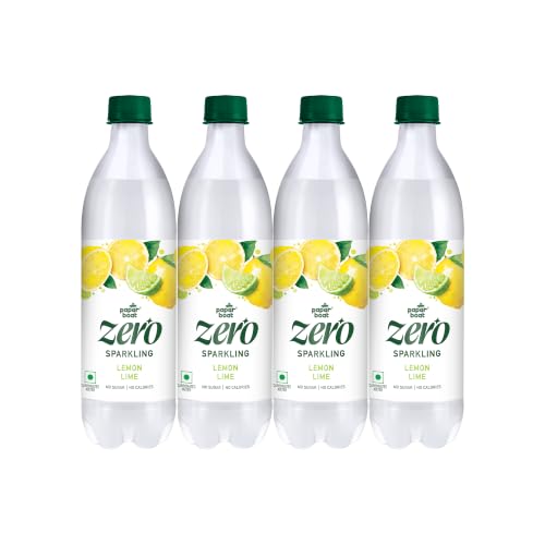 Image of Paper Boat Zero Lemon Lime Sparkling (Soda) Water - Pack of 4, 600 ml Each | Zero Sugar, Zero Calories | Sugar Free | Flavoured Carbonated Water | No Aspartame