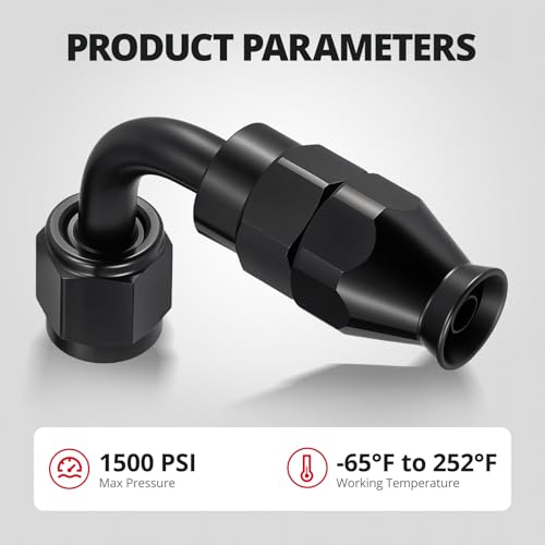Image of EVIL ENERGY 4AN PTFE Hose End Fitting 90 Degree Black for PTFE Hose Only 4PCS