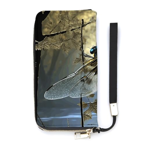 Portafoglio minimalista da uomo con stampa di libellule portafoglio bifold carino da viaggio da donna 20 x 10.5 cm moderno