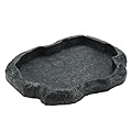 KooingTech Tortoise Water Bowl, 18x14x2cm/7.09x5.51x0.79in Reptile Rock Food Dish, Tortoise Food Bowl, Dark Green Feeding Plate Vivarium Food Water Dish Bowl for Tortoise Lizard Iguana Snake