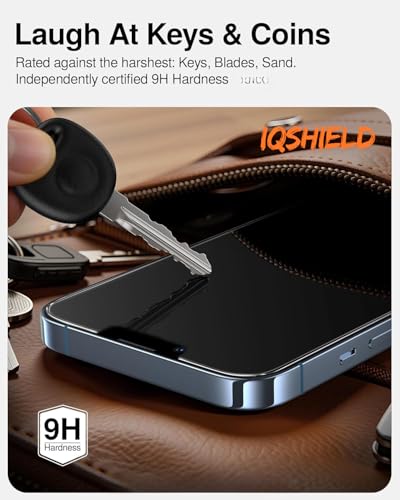 Image of IQShield My-View Privacy Screen Protector Tempered Glass Guard for iPhone 14 / 16E / 17E and iPhone 13 /13 Pro, 9H Hardness, 2-Way Anti-Spy, Case Friendly [1 Pack]