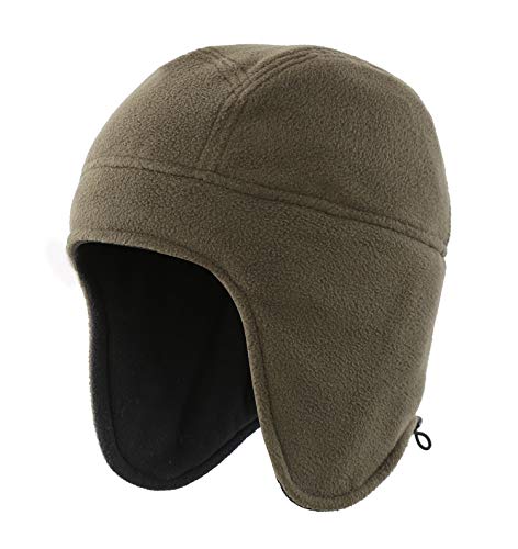 Home Prefer Mens Womens Warm Fleece Beanie Earflap Winter Hat Outdoor Winter Cap, Army Green, L