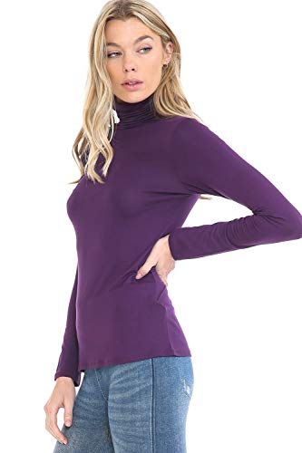 Image of Women's Lightweight Long Sleeve Turtleneck Top Pullover Sweater (S-3XL)
