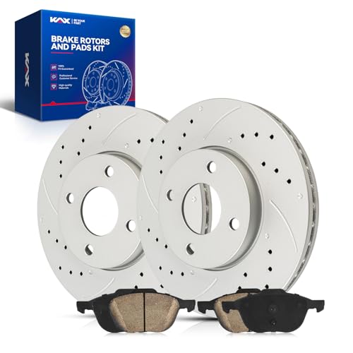 KAX Front Brake Kit, Drilled and Slotted Brake Rotors, Ceramic ...