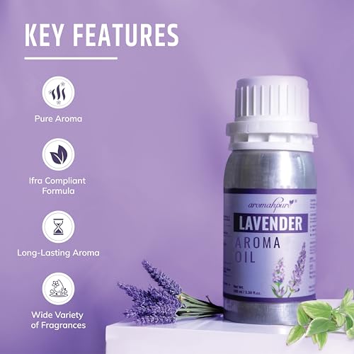 Image of Aromahpure Lavender Aroma Oil | 100ml Undiluted & Natural | Long-Lasting Scent for Aromatherapy, Candle & Soap Making, Diffusers, Room Freshener, Humidifier, Bathroom Revitalizer & Home Essentials