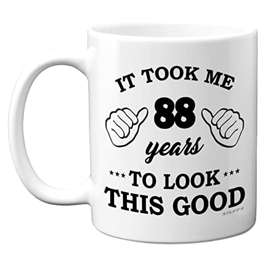 - Regalo cumpleaños hombres mujeres, taza cumpleaños niños 88 años, me llevó 88 años lucir esta buena taza – tazas cerámica aptas lavavajillas 11 oz – su día especial, fabricado en el Reino Unido por