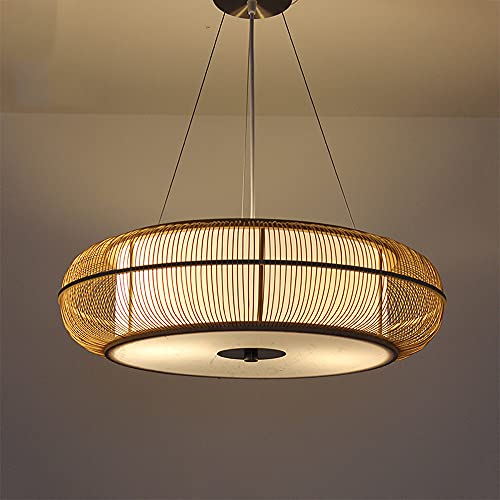 SHUANF Bambuslaterne Pendelleuchte im japanischen Stil, Rattan Wicker...