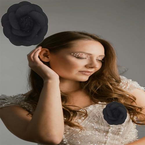 Image of Camellia Hair Clip and Brooch Pin for Women Dainty Flower Broochs Lapel Pins Designer Inspired Camellia Peony Rose Brooches Flower DIY Clothing Shoes Hats Accessories Wedding Party Dance Banquet Dress Suit Ceremony Jewelry Accessories