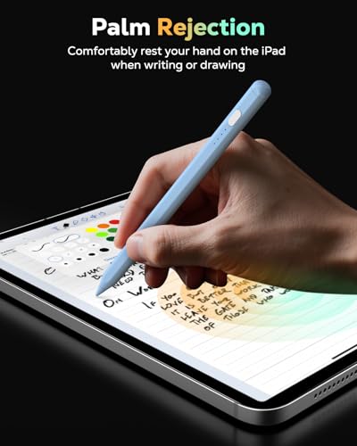 Image of Moko Pencil for iPad(A16) 11th 10th Gen,USB-C Fast Charging,Blue | Stylus Pen for 2018-2026 Apple iPad 11 /10 /9 /8 /7 /6 /A16, Mini 7-5, Air M4-M2 11 inch /13 inch /5 /4 /3, Pro 13 inch /12.9 inch /11 inch Tilt Sensitivity
