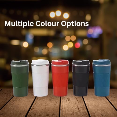 Image of Natkam Travel Coffee Mug | Insulated Tumbler with Spill Proof Lid for Hot and Cold Drinks | Ideal for Office, Car, Travel, Gym. (Green)