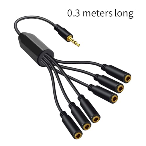 Cable de audio 3.5mm macho a múltiples jack hembra 0.3m miniatura 6